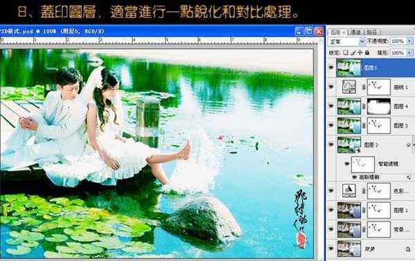 Photoshop 梦幻的翠绿色池景婚片