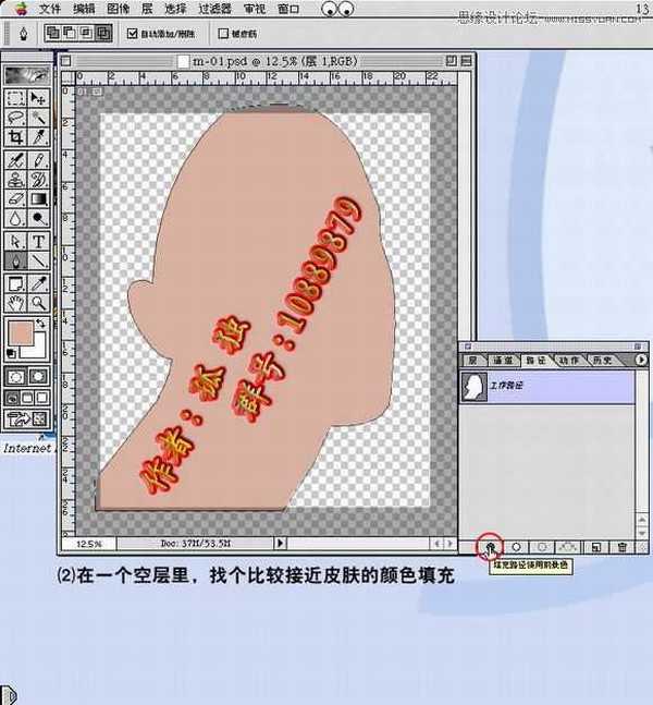 PhotoShop 鼠绘带面具的银发美女过程