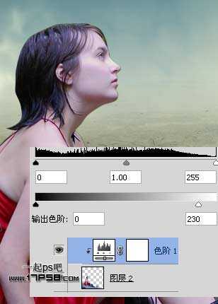 photoshop抽象合成干枯沙丘上的独思女孩