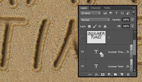 PS利用画笔描边及图层样式制作逼真的创意沙滩划痕字