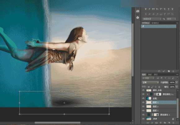 Photoshop创意合成美女从海底穿越的唯美场景效果