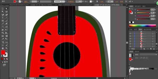 ai怎么绘制西瓜形象的吉他设计图?