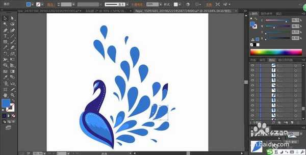 ai怎么手绘漂亮的蓝孔雀图标? ai孔雀的画法