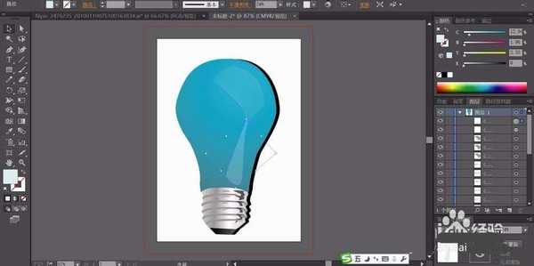 ai怎么手绘蓝色灯泡矢量图? ai灯泡的画法