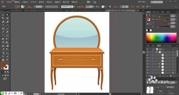 ai怎么绘制简笔画梳妆台并填充立体效果?