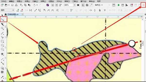 cdr地质图怎么使用曲线快速闭合填充?