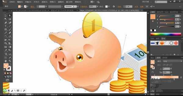 AI怎么设计存钱罐矢量图 AI绘制可爱小猪存钱罐图标教程
